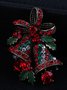 Vintage Alloy Rhinestone Tinkle Bell Christmas Bow Decoration Brooch