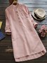 Casual Buttoned Stand Collar Dress