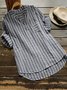 V neck  Shift Women Daily Cotton Casual Striped Casual Dress