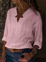 Women Elegant Solid Paneled Long Sleeve V Neck Shirt