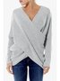 V Neck Solid Casual Sweater