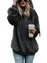 FW Oversized Women's Long Sleeve Teddy Fleece Hoodie Drawstring Pullover Hooded Sweatshirt