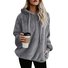FW Oversized Women's Long Sleeve Teddy Fleece Hoodie Drawstring Pullover Hooded Sweatshirt