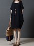Women Cocoon Daily Casual Short Sleeve Pockets Dress