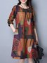 Women A-line Daily Casual Long Sleeve Printed Abstract Dress