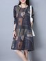 Women A-line Daily Casual Long Sleeve Printed Abstract Dress