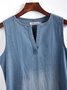 Plain Sleeveless V Neck Casual Dress