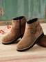 Comfortable Soft Leather Bow Round Toe Low Heel Booties