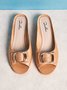 Soft and Comfortable Fashion Square Buckle Casual Chunky Heel Half Slippers