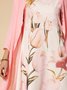 Casual Vacation Floral Regular Fit Crew Neck Two Piece Dress