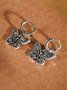 Silver Butterfly Distressed Earrings Female Casual Daily Jewelry