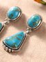 Ethnic Turquoise Geometric Drop Earrings Vintage Jewelry