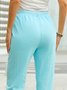 Women Drawstring Wasit Plus Size Solid Shift Casual Pockets Linen Jogger Pants