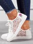 Breathable Mesh Rose Embroidery Lace-Up Canvas Shoes