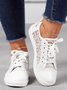 Breathable Mesh Rose Embroidery Lace-Up Canvas Shoes