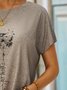 Women Casual Dandelion Floral Crew Neck Short Sleeve Summer T-Shirt