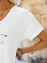 Women Casual Dragonfly V Neck Short Sleeve Summer T-Shirt