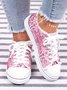 Pink Sequin Print Lace-up Canvas Shoes