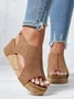 Rivet Hook and Loop Wedge Heel Sandals