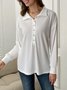 Women Solid Loose Button Down Casual V Neck Hoodie