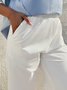 Elastic Waist Loose Summer Pockets Solid Casual Cotton Linen Pants