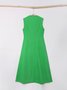 Linen Plain Crew Neck Maxi Dress