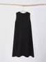 Linen Plain Crew Neck Mini Dress