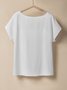 Women Plain Crew Neck Linen Short Sleeve T-shirt