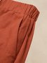 Cotton And Linen Crew Neck Linen Plain Two-Piece Set