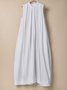 Linen Stand Collar Dress With No