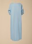 Casual Plain Asymmetric linen-cotton Midi Dress