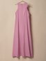 Plain Linen Cotton And Linen Loose Dress With No