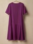 Linen Plain Crew Neck Mini Dress