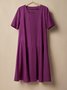 Linen Plain Crew Neck Mini Dress