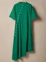 Casual Plain Asymmetric linen-cottonr Maxi Dress