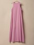 Plain Linen Cotton And Linen Loose Dress With No
