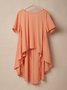 Linen Casual Plain Crew Neck linen-cotton Blouse