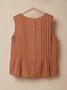 Cotton And Linen Linen Plain Crew Neck Tank Top