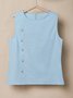 Linen Casual Plain linen-cotton  Tank Top