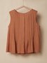 Cotton And Linen Linen Plain Crew Neck Tank Top