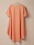 Linen Casual Plain Crew Neck linen-cotton Blouse