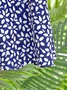 Women Crew Neck Floral Pockets Short Sleeve Vacation Dress