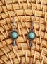 Vintage Turquoise Short Earrings Distressed Ethnic Style
