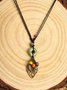 Women Geometric Vintage Leaf Crysta Pendant Necklace
