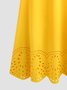 Casual Basics Plain Hollow Out V Neck Short Sleeve Mini Dress