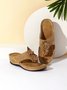 Faux Leather Three-dimensional Flower Decorative Hollow Wedge Flip-flops