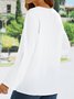 Women Loose Solid V neck Long Sleeve Blouse