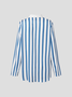 Shirt Collar Stripes Cotton-Blend Long Sleeve Shirt & Top