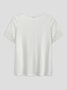 Square Neck Lace Plain Casual Cotton Blends Short Sleeve Women T-Shirt