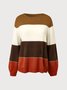 Long Sleeve Printed Striped Sweater